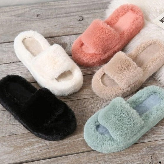 Buy CASSIEY Warm Winter Indoor Home Fur Slippers for Women Peach