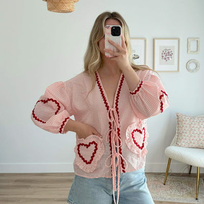 Heart Puff Sleeve Blouse