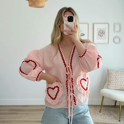 Heart Puff Sleeve Blouse