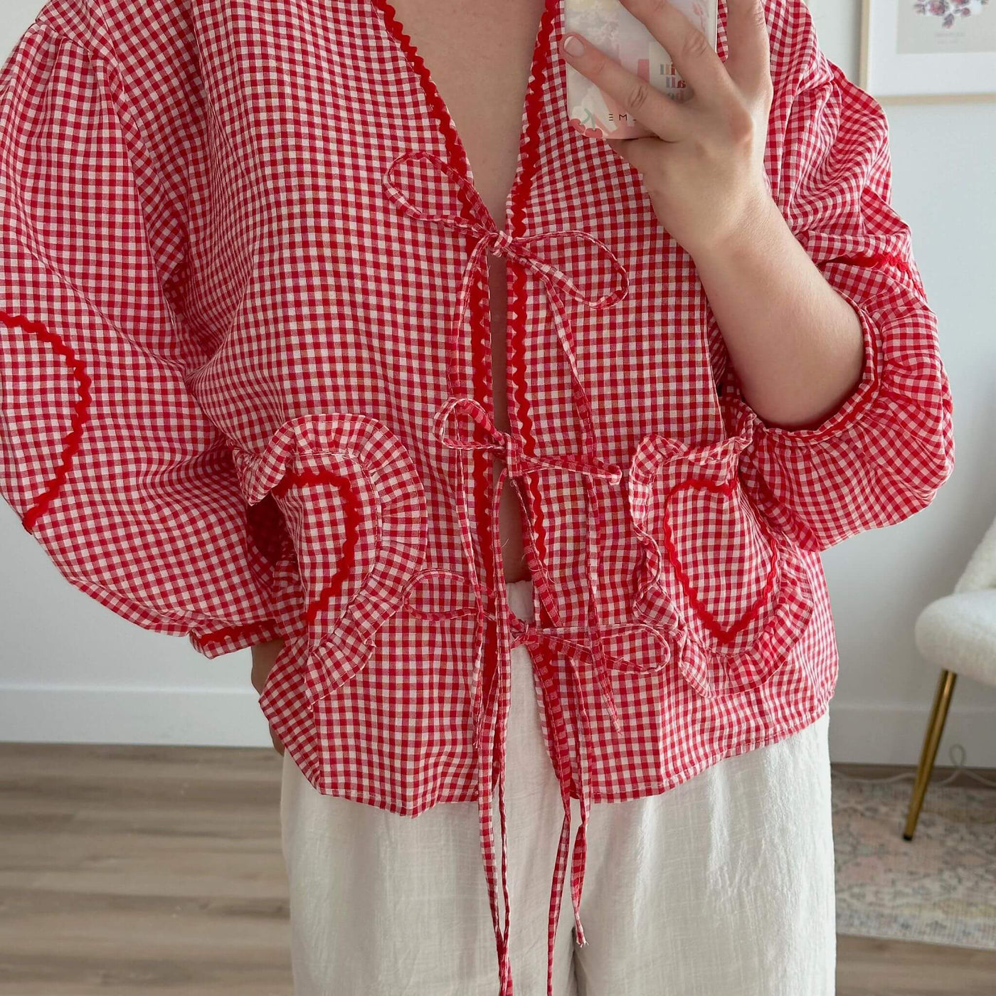 Heart Puff Sleeve Blouse