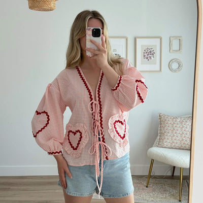 Heart Puff Sleeve Blouse