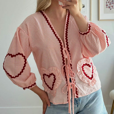 Heart Puff Sleeve Blouse