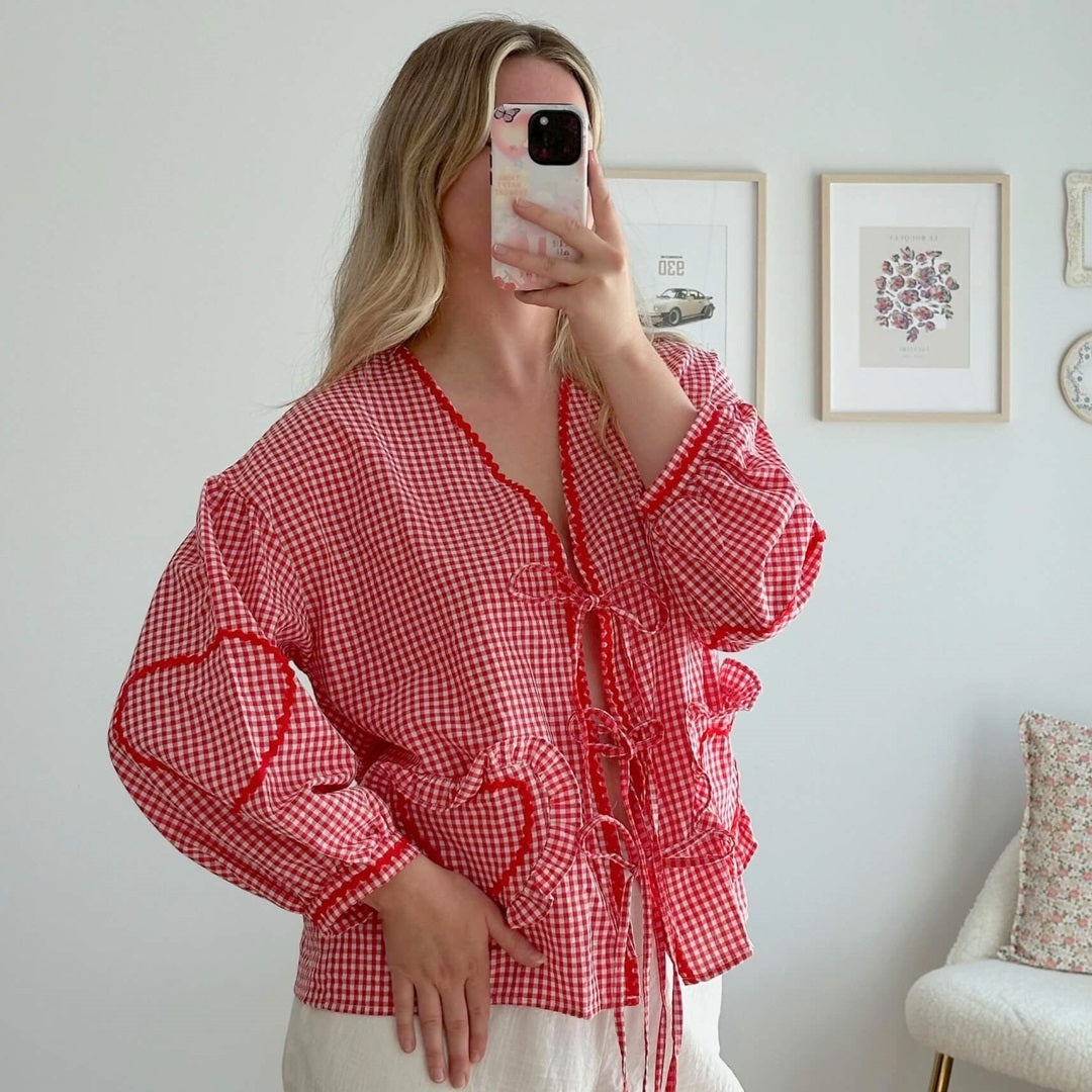 Heart Puff Sleeve Blouse