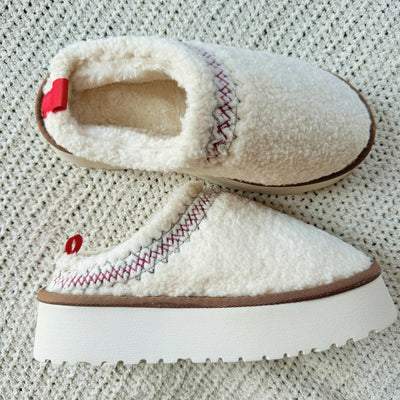 Sherpa Fleece Platform Slippers