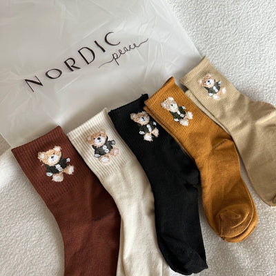 Embroidered Bear Socks Pack