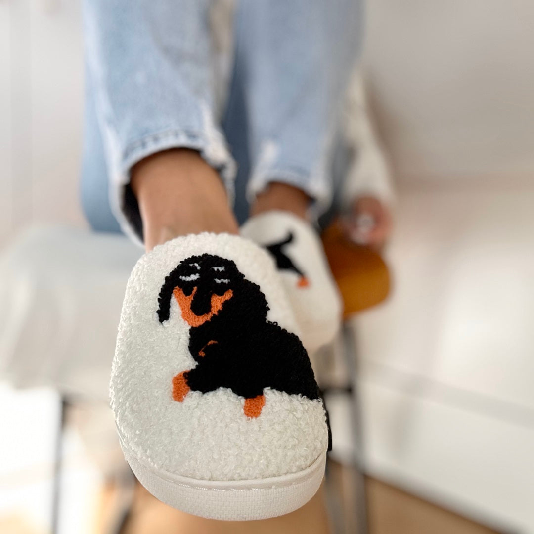Dachshund Plush Slip on House Slippers Nordic Peace