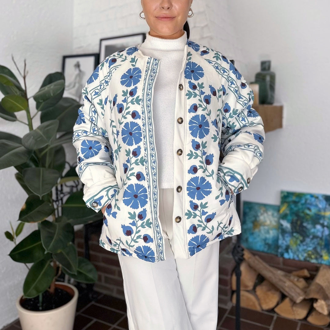 Floral Print Jacket with Belt