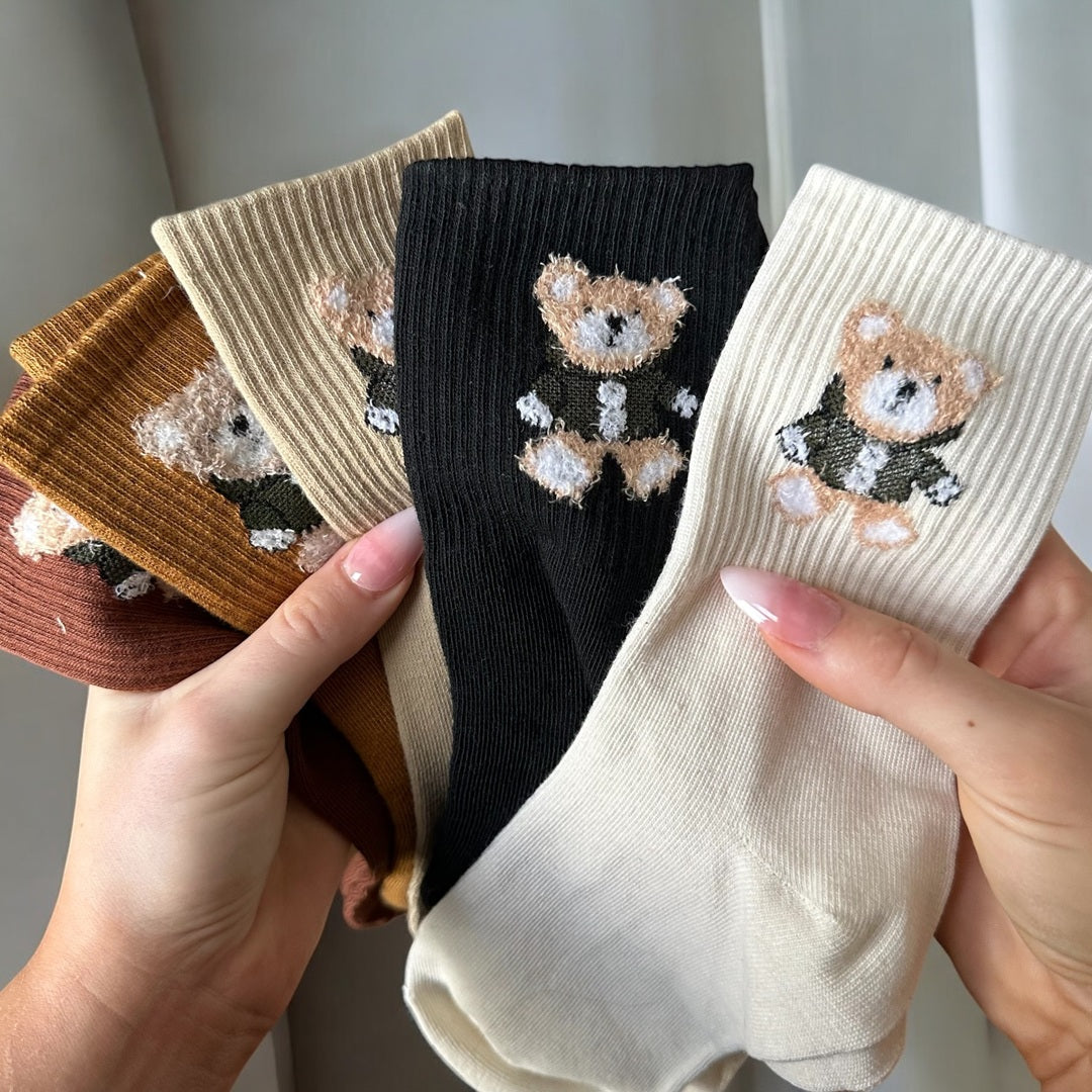 Embroidered Bear Socks Pack