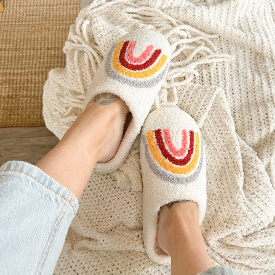 Emma Rainbow Plush Slippers