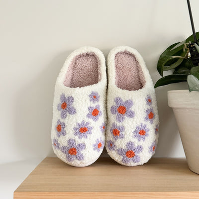 Purple Flowers Slip-on Slippers