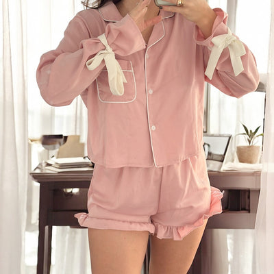 Bow Tie Cuffs Pajama Set