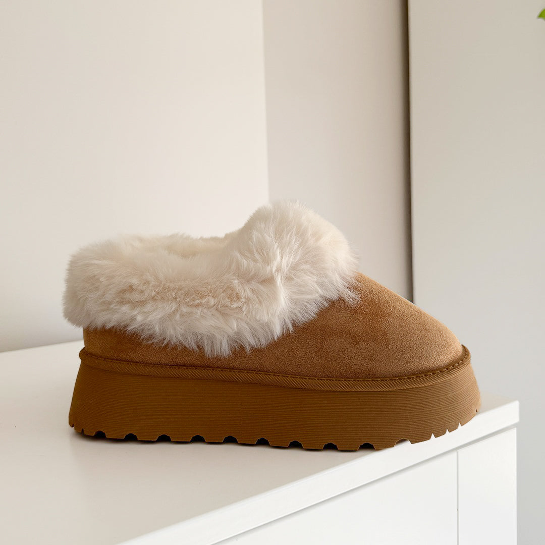 Nordic Fluffy Lined Platform Slippers