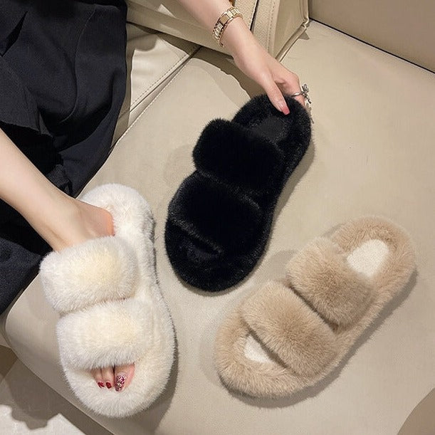 Ella Faux Fur Women s Slides Sandals Nordic Peace